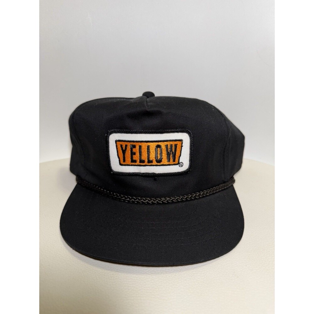 Vintage YoungAn Trucker Snapback Hat Patch Yellow Trucking 80s 90s Retro Rope